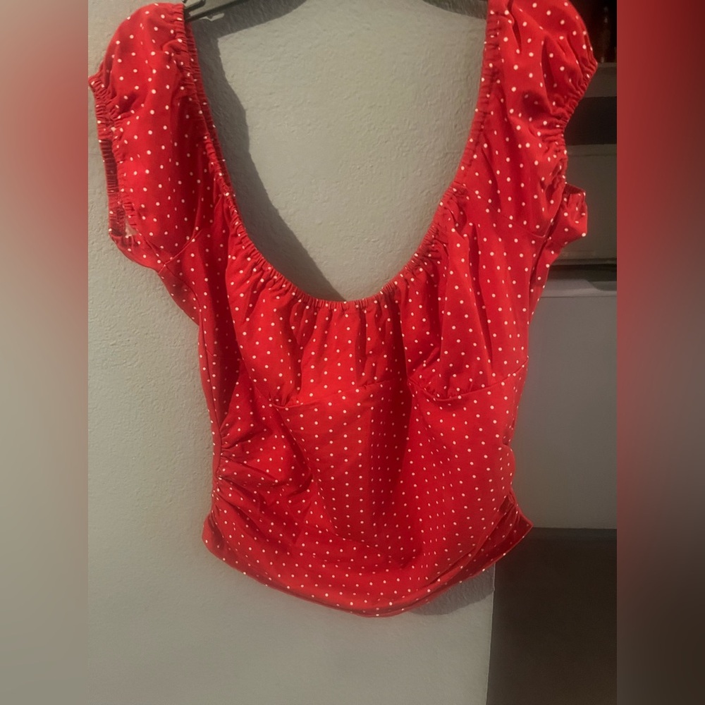 Red polka dot top